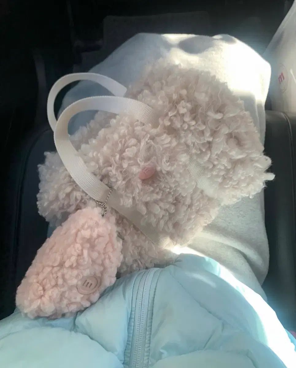 MINITMUTE キーホルダー パウダー ピンク Shearling クリーム バッグ