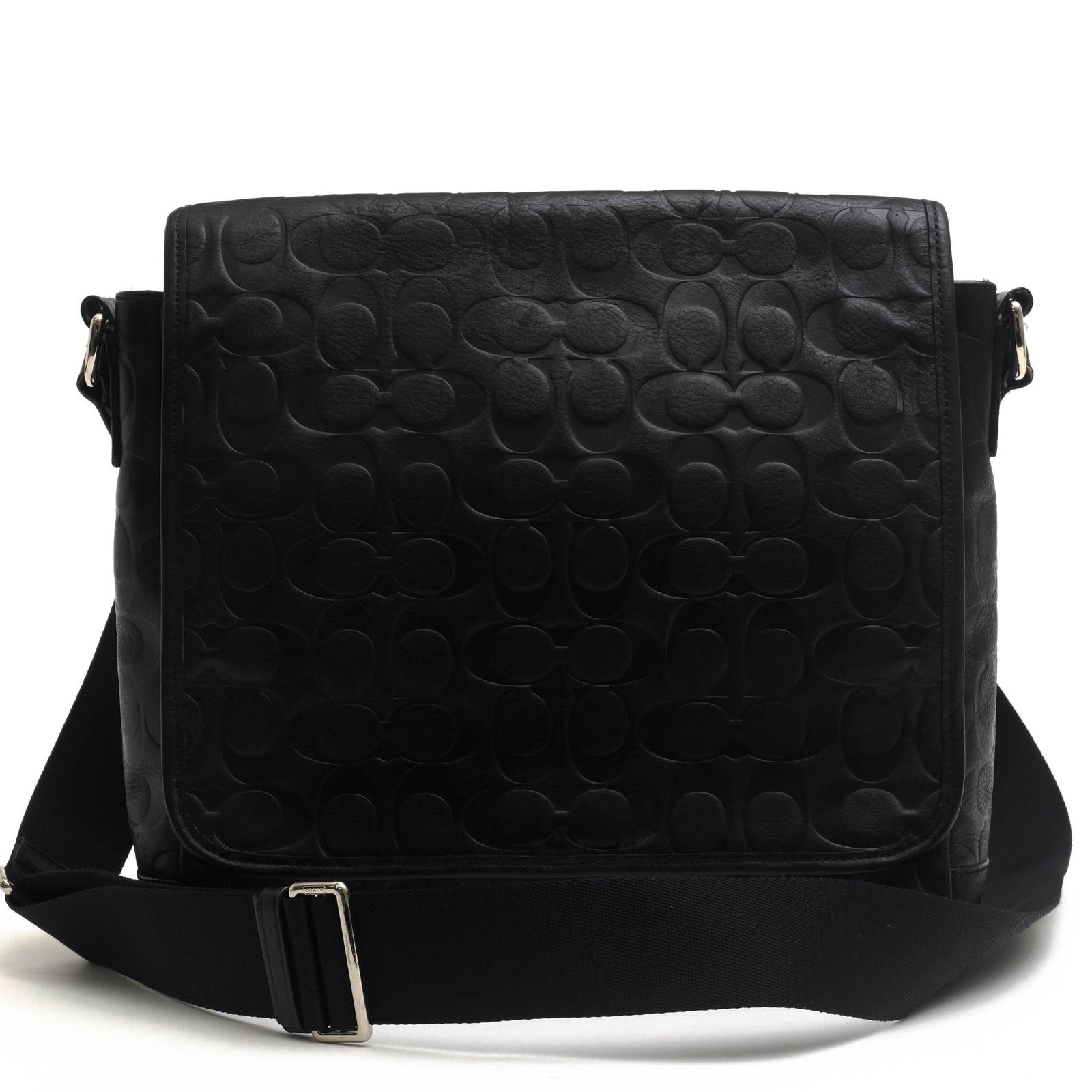 コーチ COACH バッグ ショルダーバッグ 鞄 メンズ 男性 男性用 レザー 革 本革 ブラック 黒 F 71172 Heritage Web Leather Embossed C Map Bag ヘリテージ ウェブ エンボスド Cマップ フラップ式