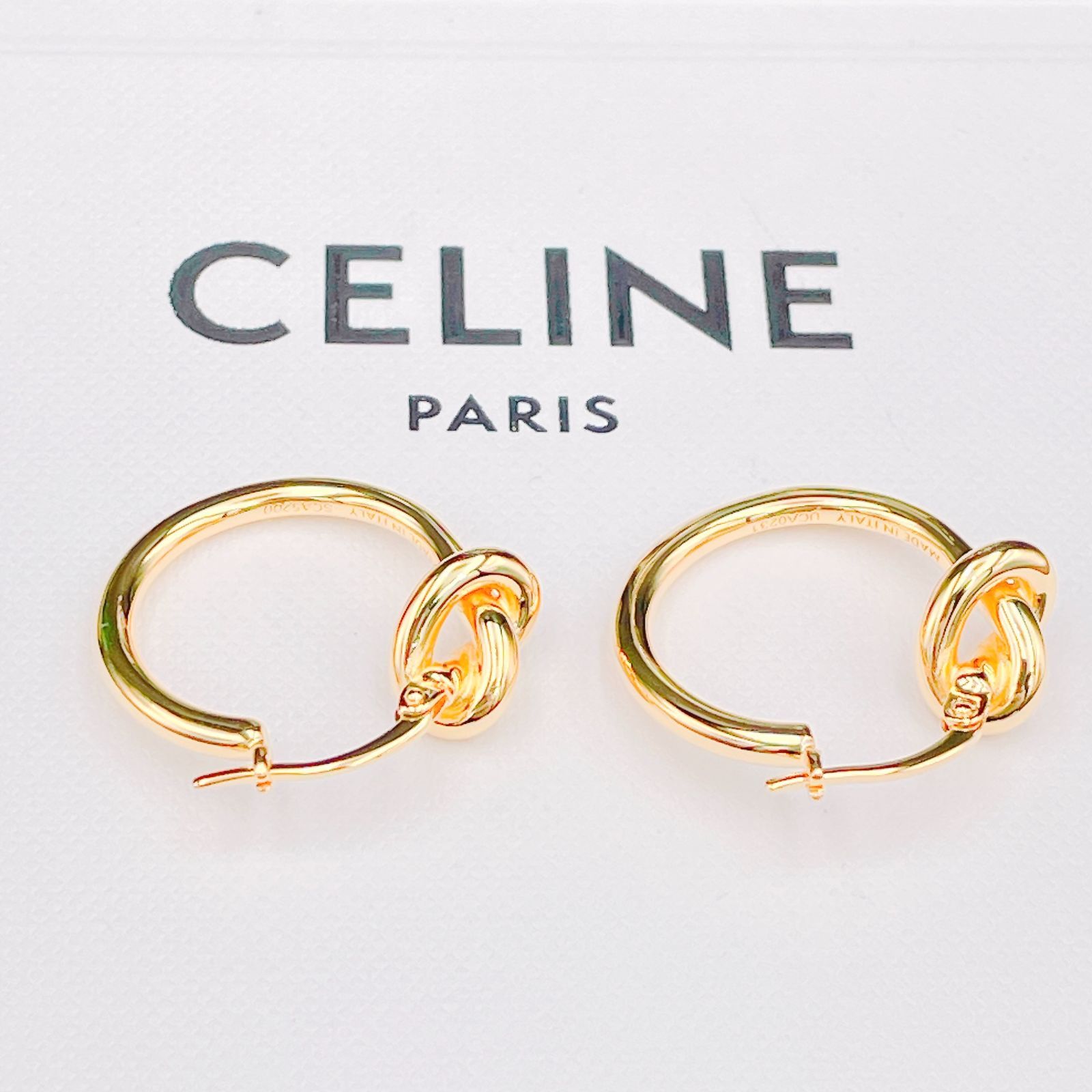 ◇セリーヌ◇ 新品仕上済 CELINE ノット スモールフープ ピアス