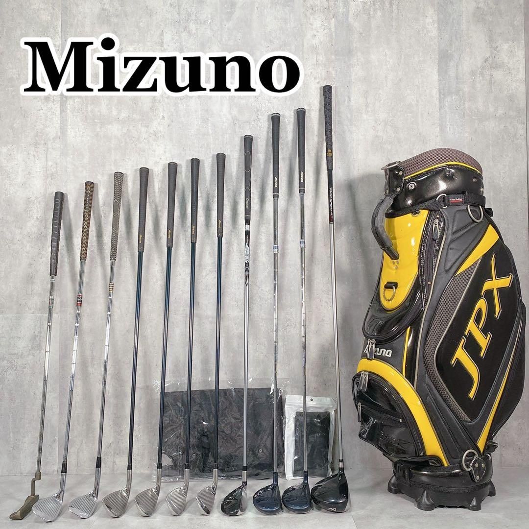V 398 ミズノ メンズ ゴルフ クラブ セット 12点 黒 黄 初心者向け