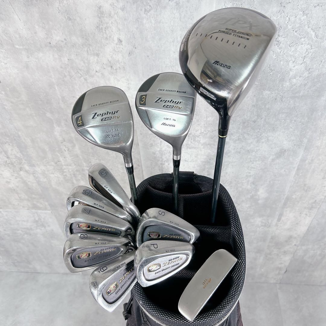V374 ミズノ メンズ ゴルフ クラブ セット 初心者 黒 キャディバッグ