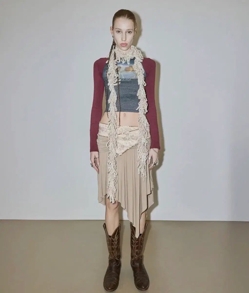 SCULPTOR ビーズ付きジャージースカート