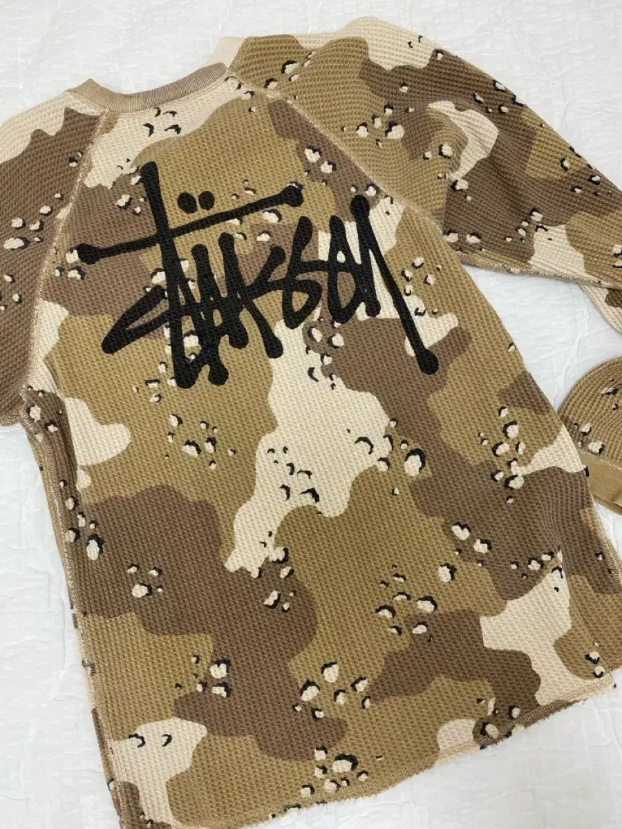 STUSSY ラグラン サーマル ロングスリーブ クルー デザート カモ XS