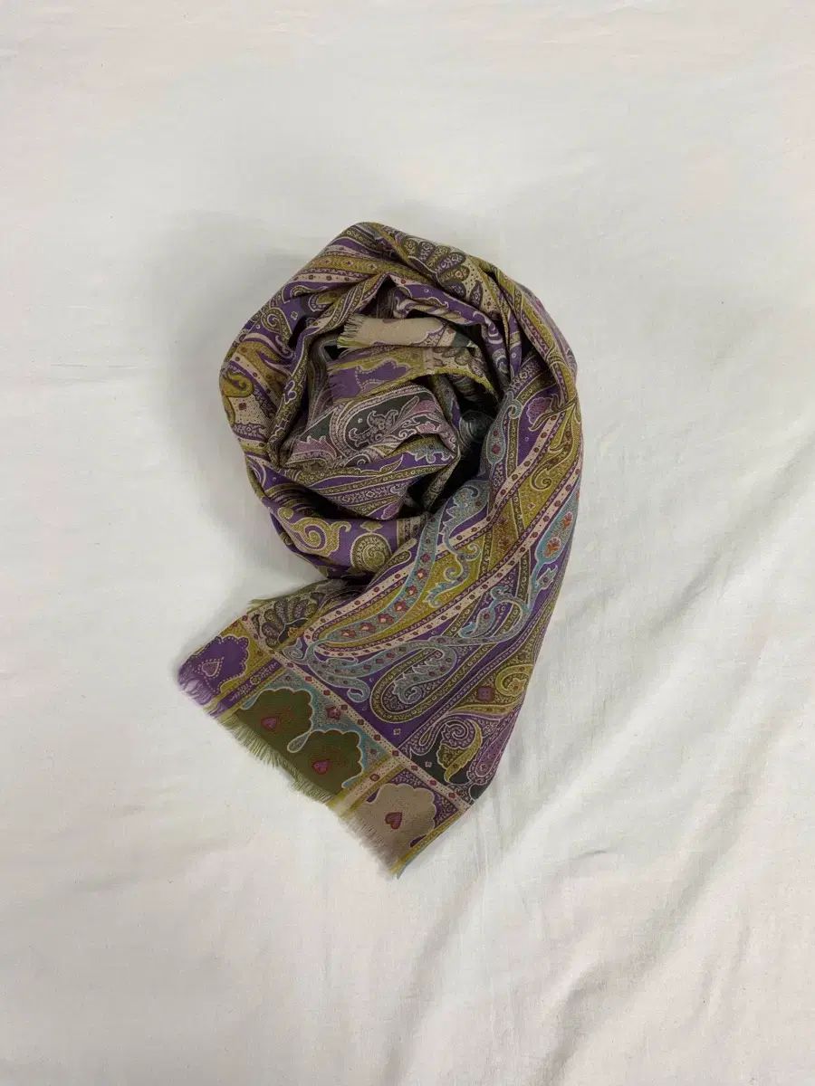 ETRO エトロ シグネチャー ベイズリー ウール シルク スカーフ マフラー