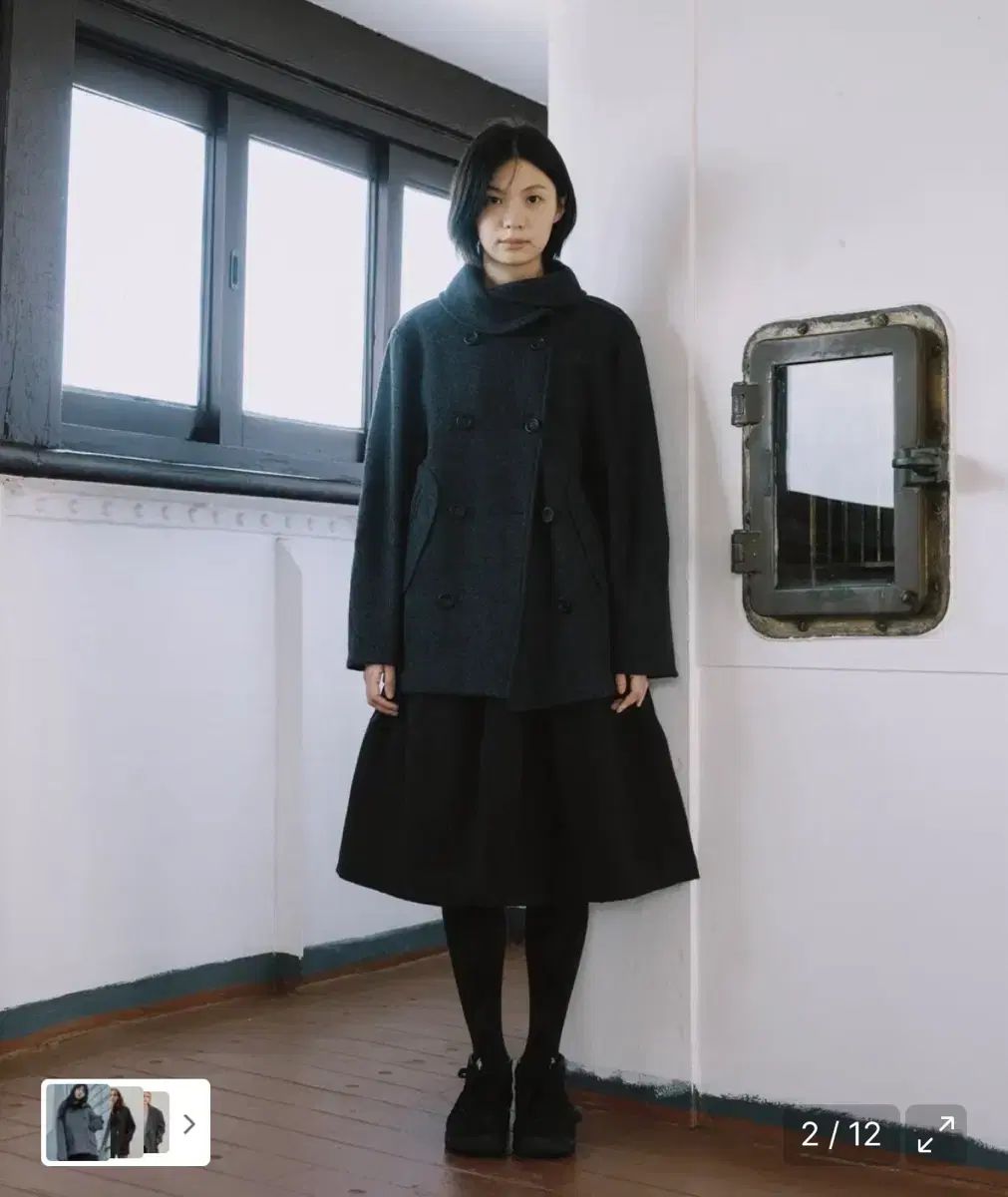 オヘシオ レイヤード ダブル ウール コート