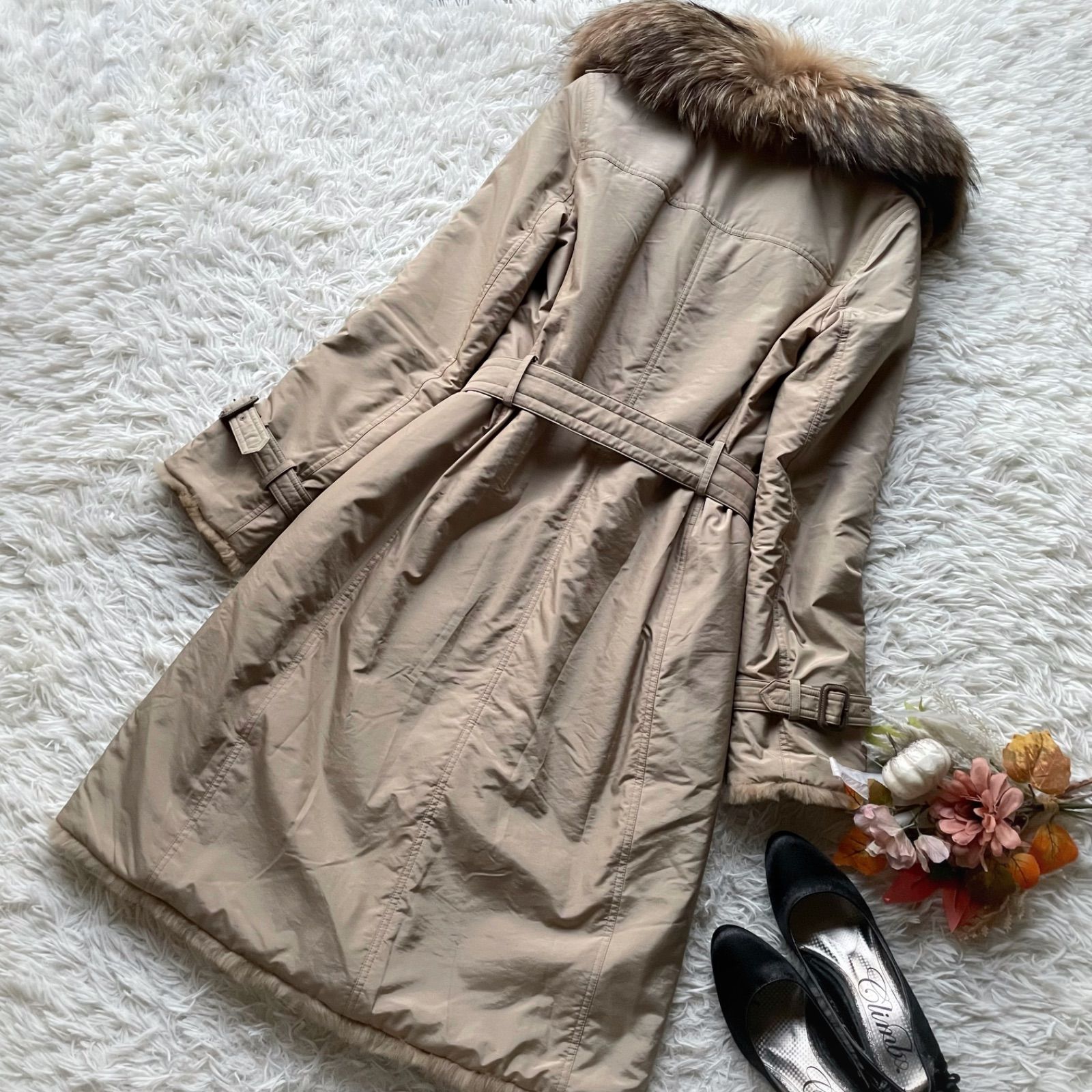 極美品 セオリー theory TRINA F リバーシブルロングファーコート