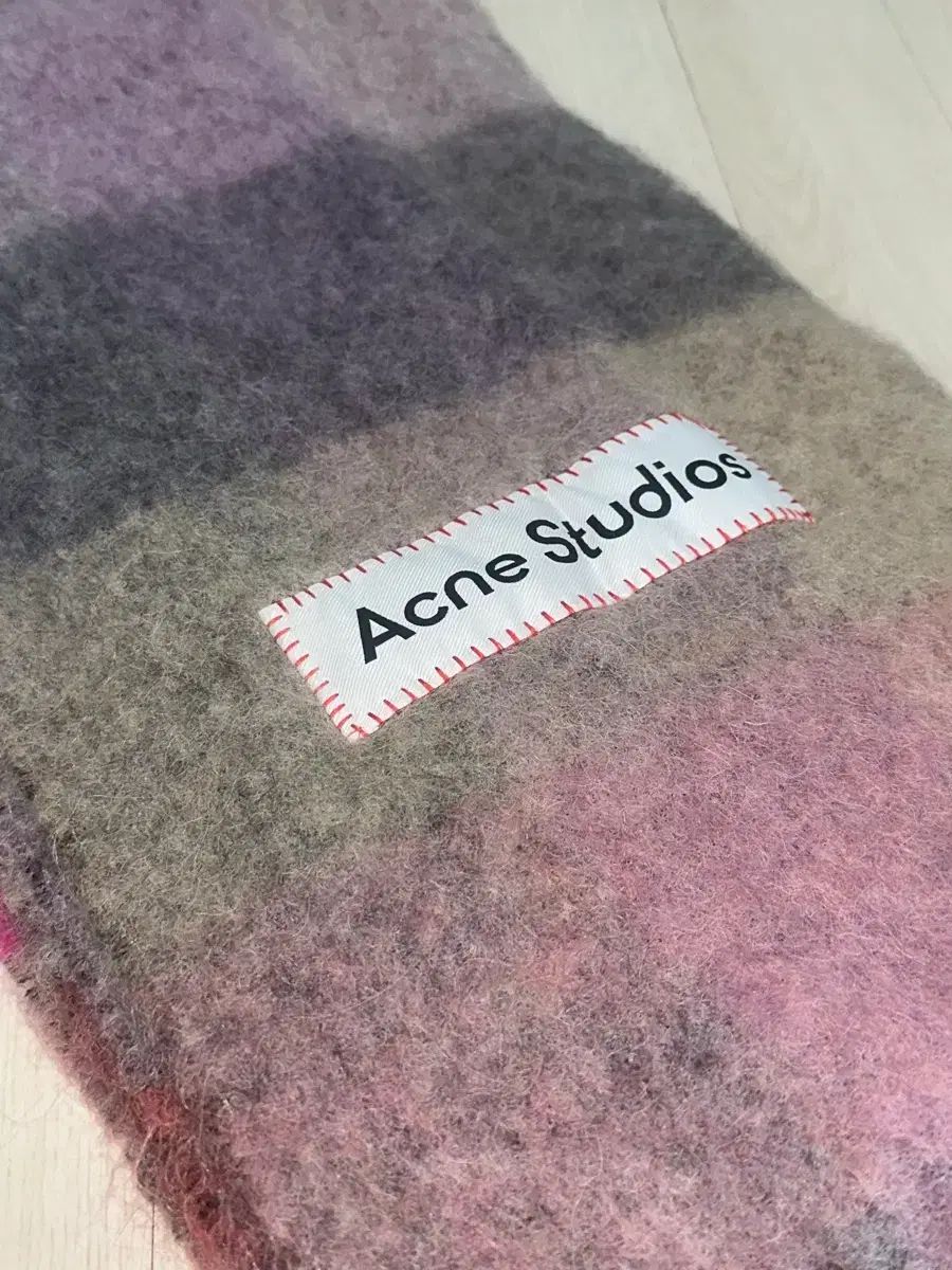 Acne Studios アクネストゥディオズ モヘア チェック マフラー フューシャ ライラック ピンク