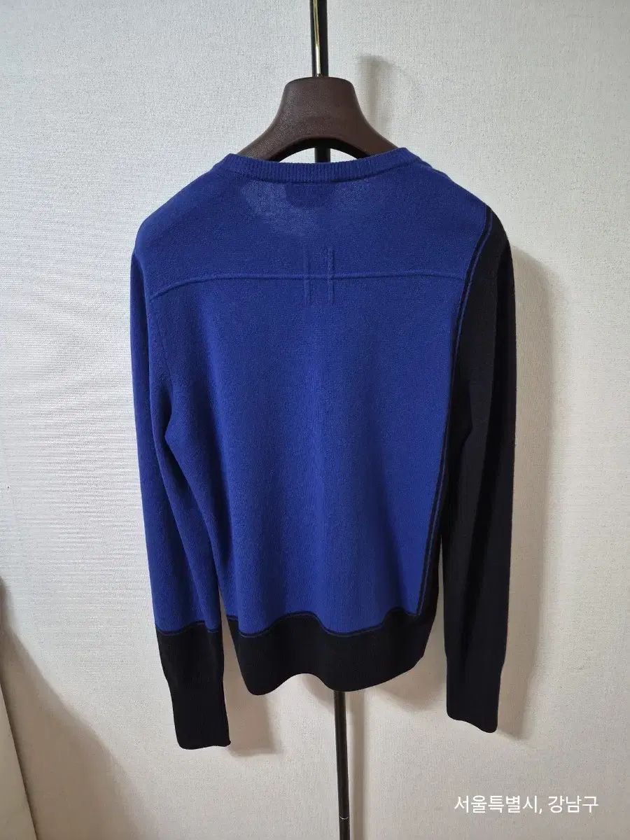 エルメス ブルー|ブラック バイカラー ニット S