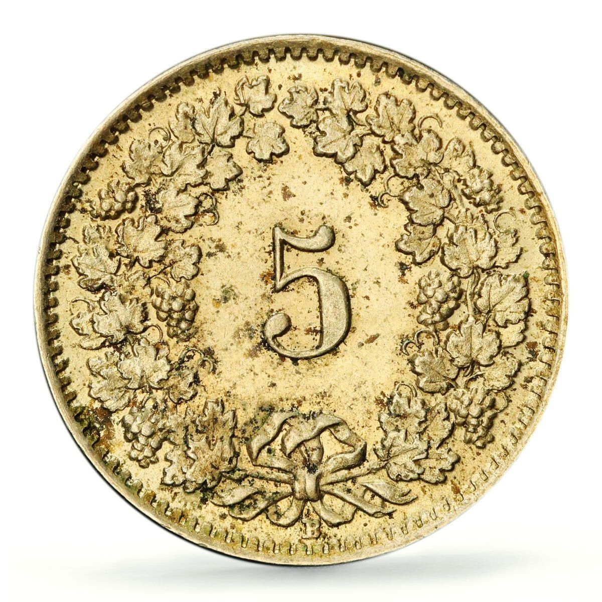 スイス 5 ラッペン 正規貨幣 リベルタス KM 26 MS 63 PCGS CuNi コイン 1925