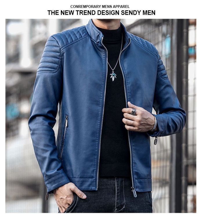 ライダースジャケット 立ち襟 レザージャケット メンズ ブルゾン