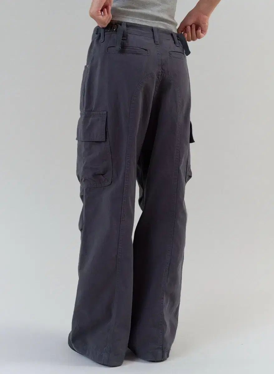 |タグ付き HETHERMENT ウォッシュド カーゴ パンツ ブルー チャコール