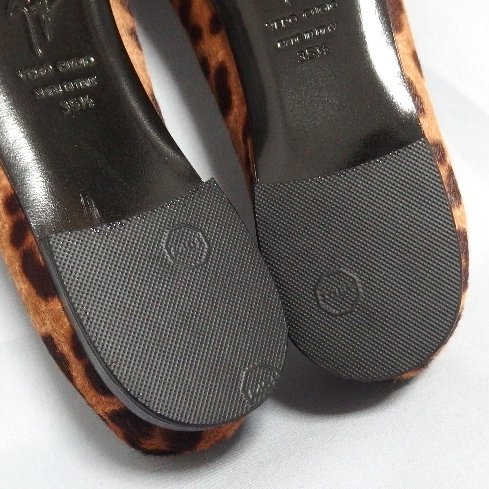 極美品☆GIUSEPPE ZANOTTI ハラコ レオパード フラット バレエシューズ