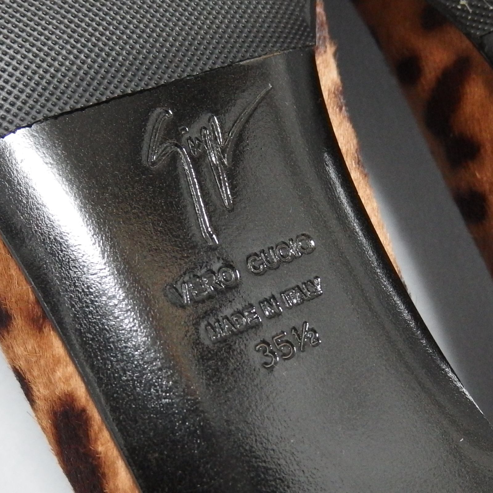 極美品☆GIUSEPPE ZANOTTI ハラコ レオパード フラット バレエシューズ