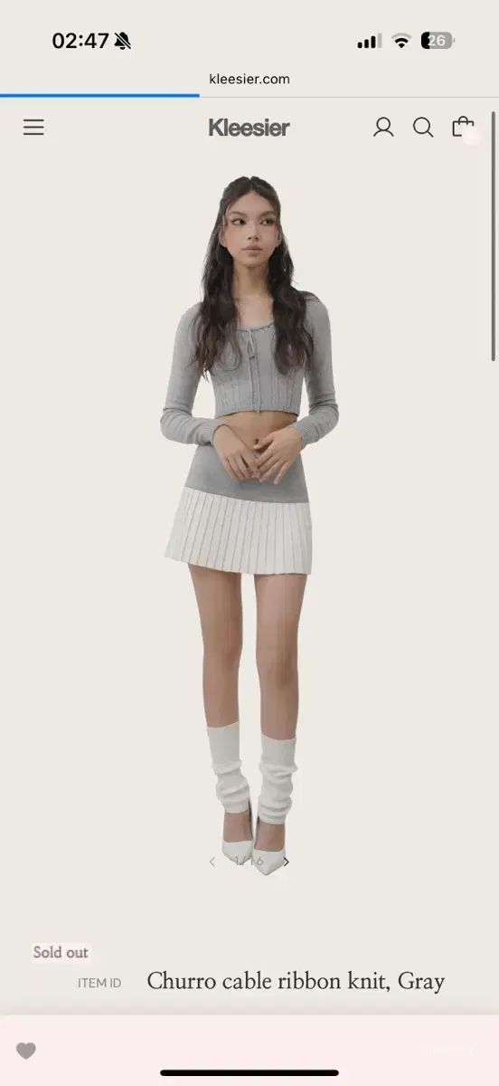 セット シアーCHUU ケーブルリー リボンニット ニット プリーツスカート