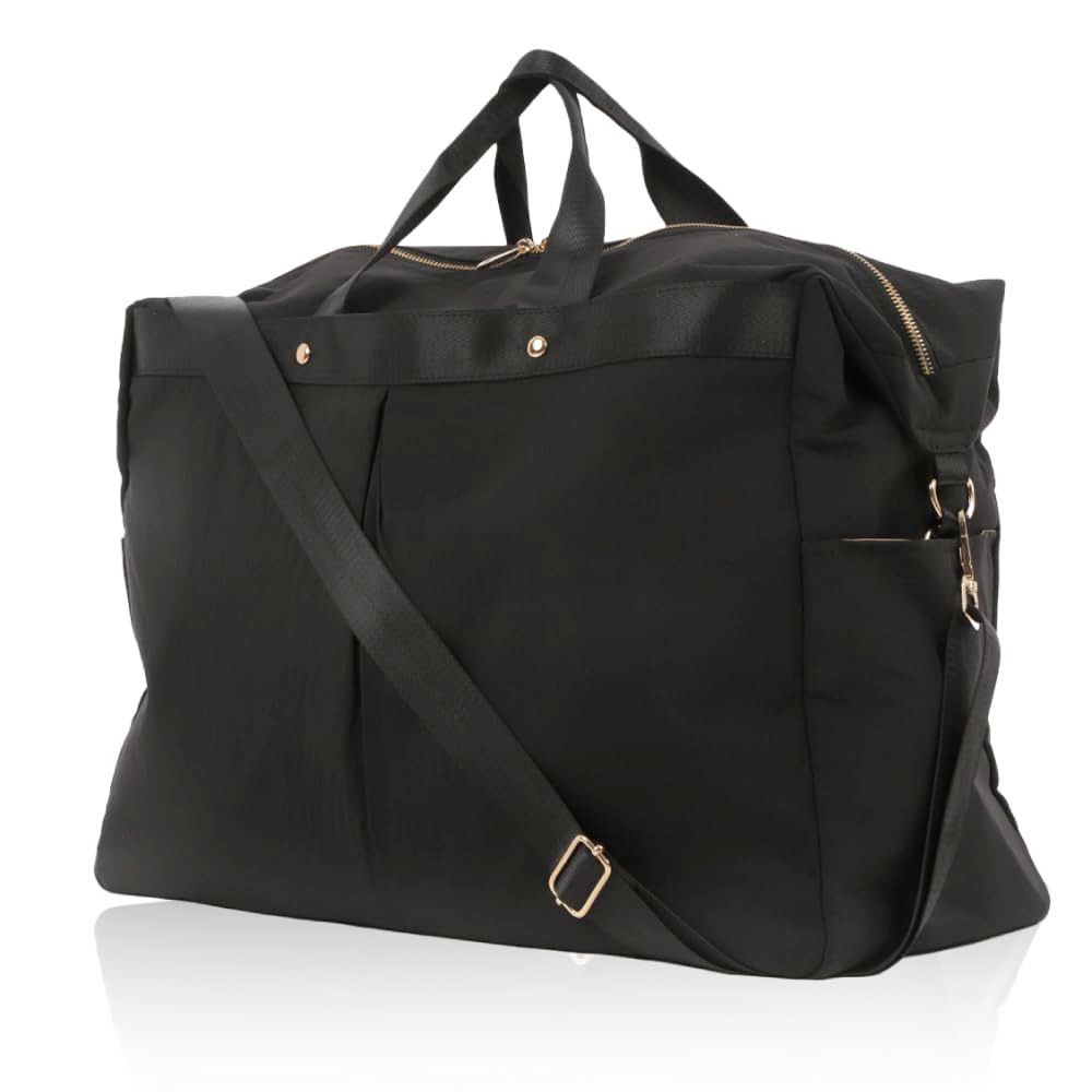 LS LASIEM 軽量 大容量 便利な3 way ボストンバッグ レディース 旅行バッグ 旅行かばん 小さめ キャリーオン バッグ 機内持ち込み 底鋲付き 一泊旅行 入院用 スポーツ L ブラック 黒