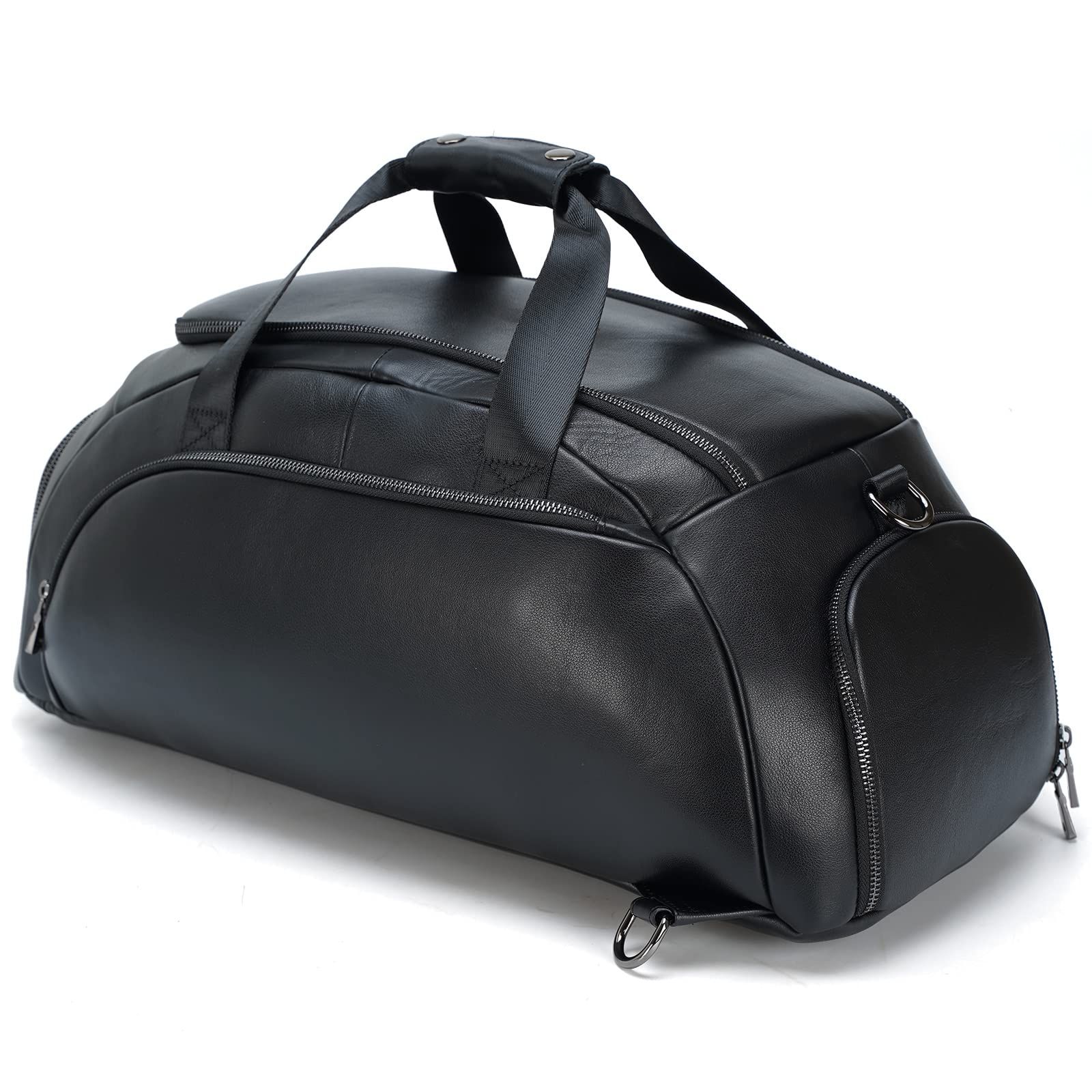 雅革 背負える 本革 ボストンバッグ メンズ 3 way ボストンリュック レザー ショルダー付き 大容量 防水 シューズ収納 機内持込 旅行バッグ ジムバック ゴルフボストンバッグ ブラック