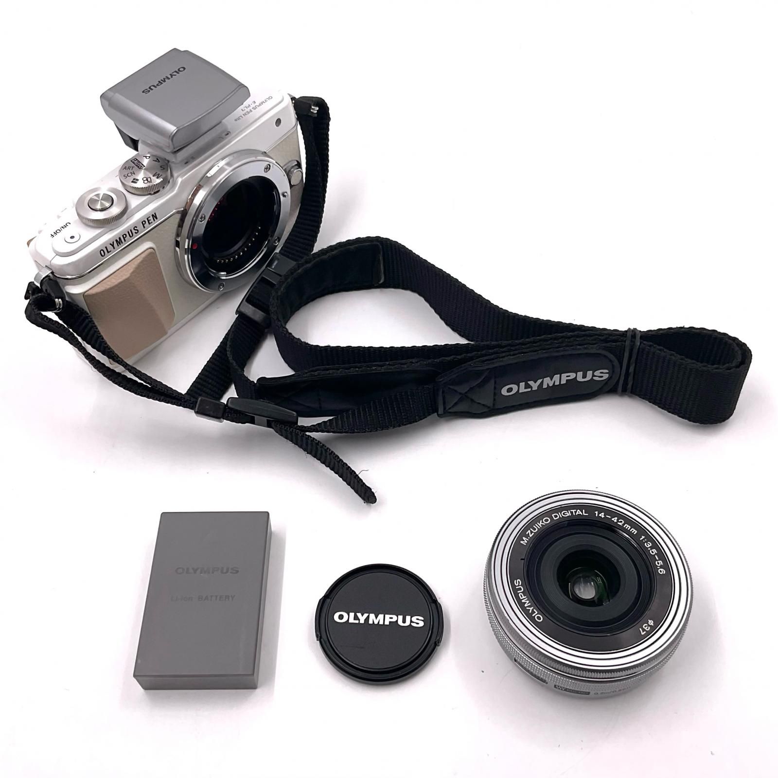  OLYMPUS デジタル一眼 PEN Lite E PL 7 14 42 mm EZレンズキット ホワイト ミラーレス一眼 デジタルカメラ