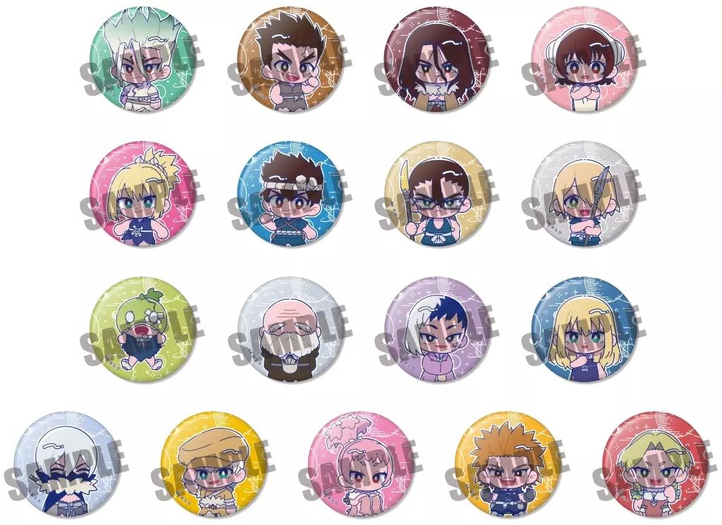 【】バッジ・ビンズ 全17種セット 「Dr.STONE トレーディング蓄光缶バッジ にゅ～とろ」