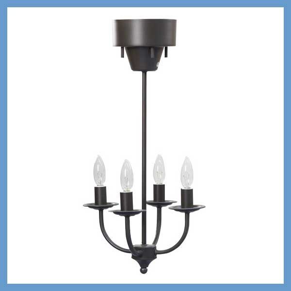 アンティーク調デザインのシャンデリア風ライト ４バルブ W 25 D H 59 5 cm リモコン付き No 701 アンティークブラウン