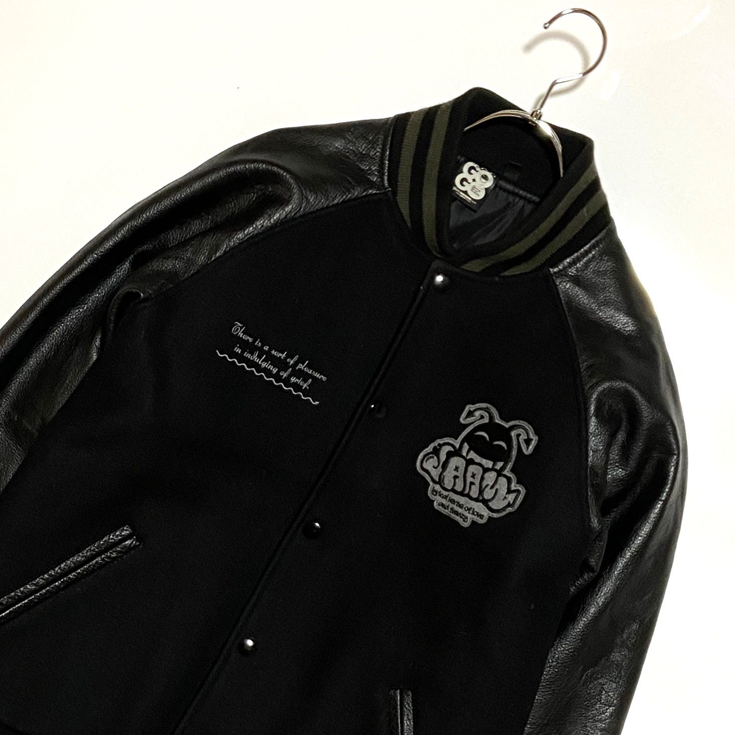 GANG KING ギャングキング クローズ スタジアムジャンパー スタジャン ブラック 本革 レザー 刺繍 Lサイズ