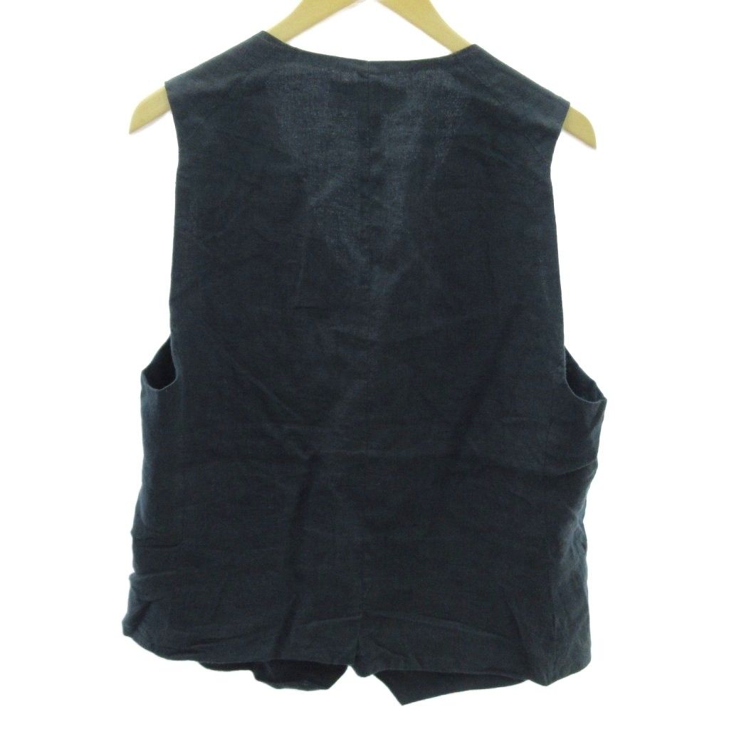 ジェフリービースモール GEOFFREY B. SMALL リネン ベスト ジレ アルチザン ステッチ 紺 ネイビー S