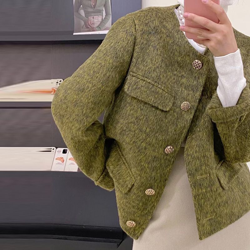 テーラードジャケット レディース ウールコート 長袖 コート ウール ショート丈 ノーカラー ライトアウター カジュアル シンプル フォーマル 結婚式 お洒落 可愛い 暖かい かわいい 通勤 春秋 30代 40代 50代 nuanta 01