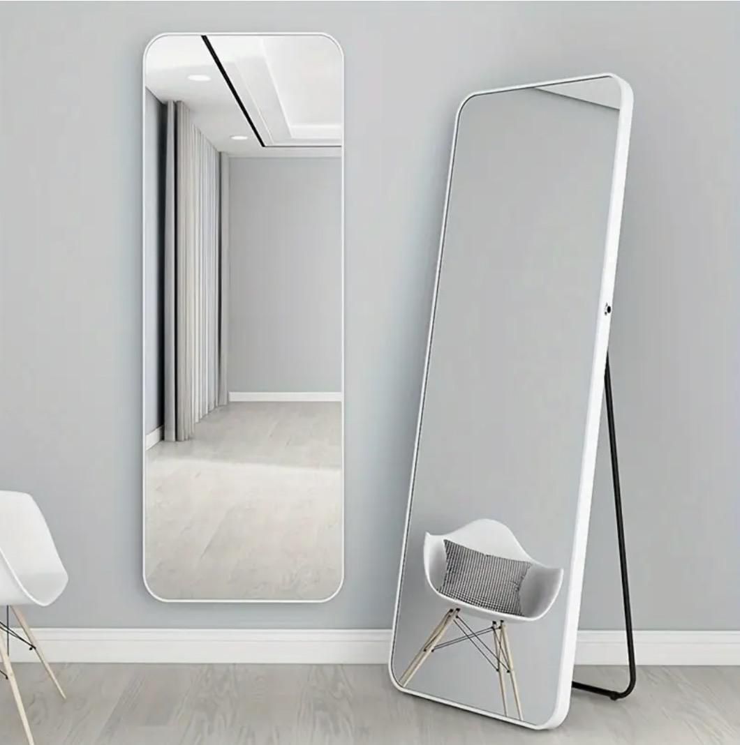 全身鏡 スリムスタンドミラー 146cm ホワイト 新品 壁掛け メイクアップ