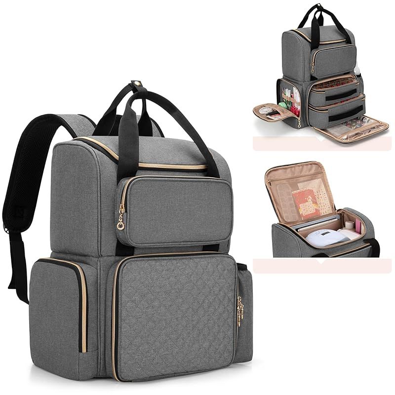 Luxja マニキュア収納 リュック 70ボトル用 仕切り 2つの取り外し なポーチ付き ネイルライト 収納 マニキュアケース 3 WAY 持ち運び