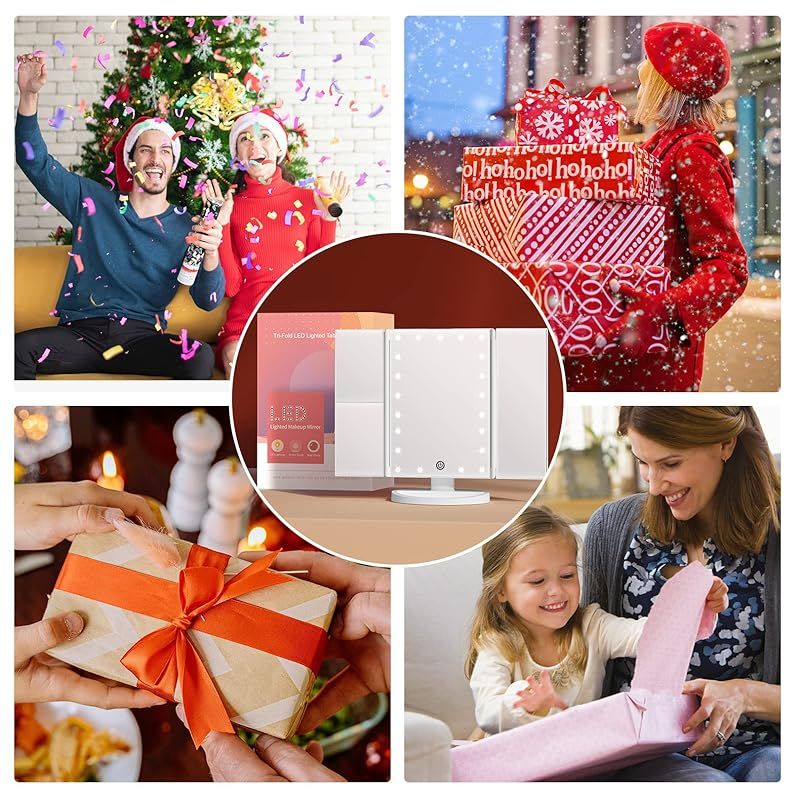  女優ミラー 三面鏡 卓上鏡 化粧 ledメイク 折りたたみ ライト付き 拡大鏡 2 3倍 タッチ式 明るさ調節 角度調整 収納ペース シルバー 化粧下地 ベースメイク