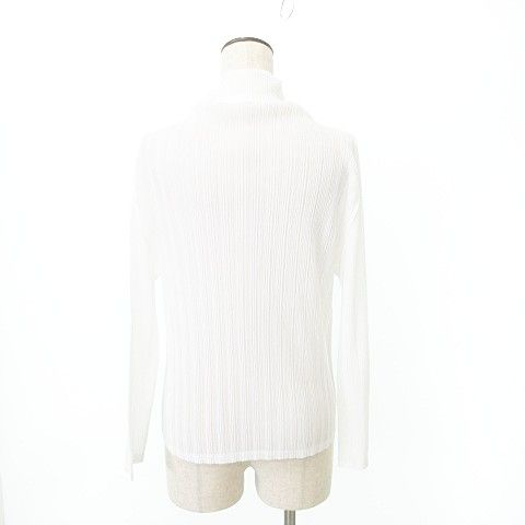プリーツプリーズ PLEATS PLEASE イッセイミヤケ スタンドネック カットソー シフォン 薄手 PP 55-FK 113 日本製 3 Lサイズ 白 ホワイト