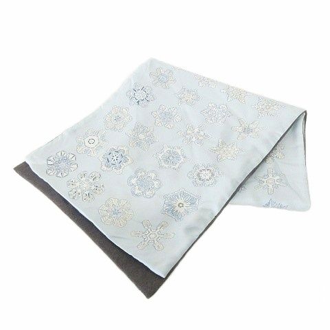 エルメス HERMES マフラー ストール アンゴラ 切替 シルク 雪の結晶 スカーフ柄 青 ブルー AA