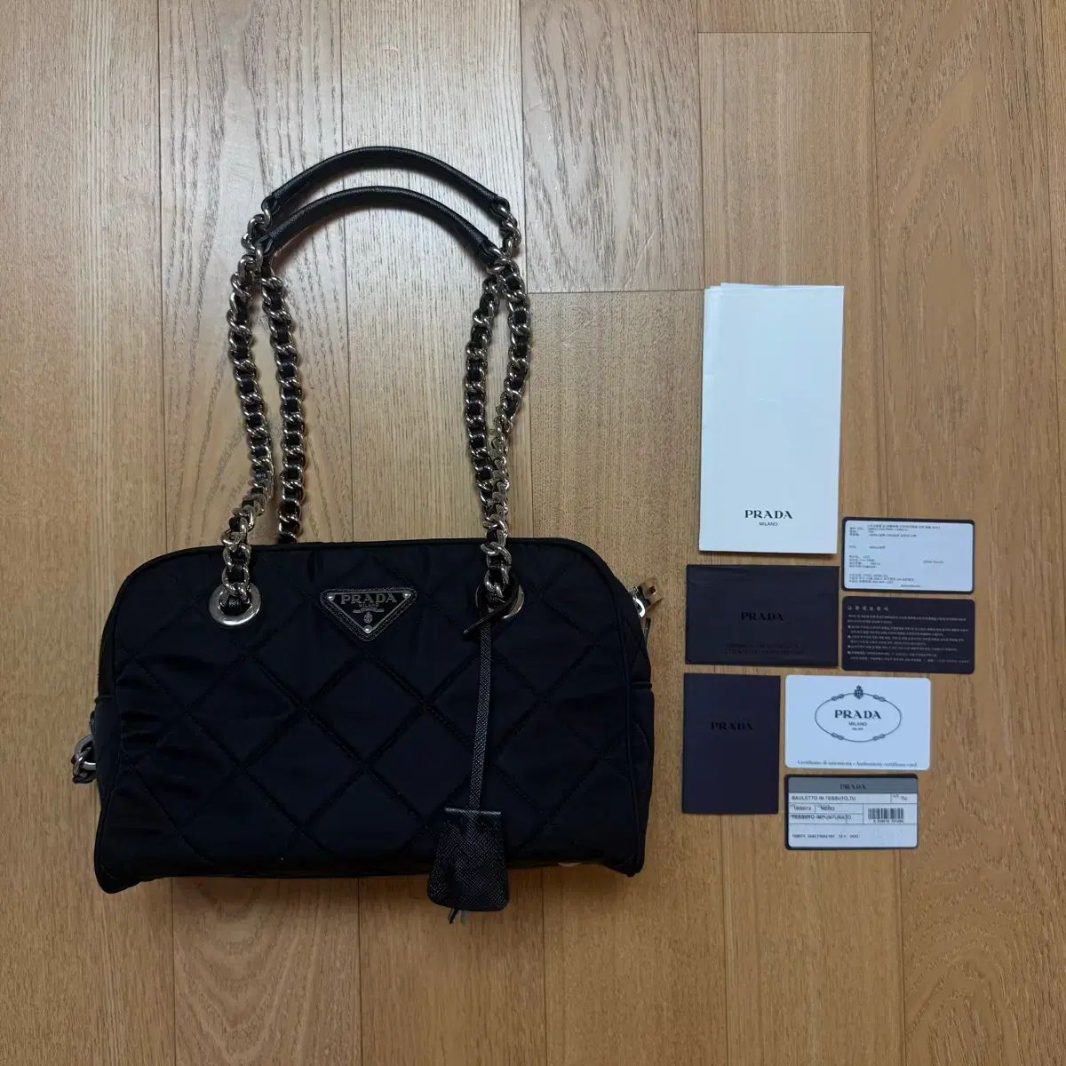 PRADA プラダ キルティング チェーン ミニ ショルダーバッグ バッグ シルバー インナーバッグ 含む