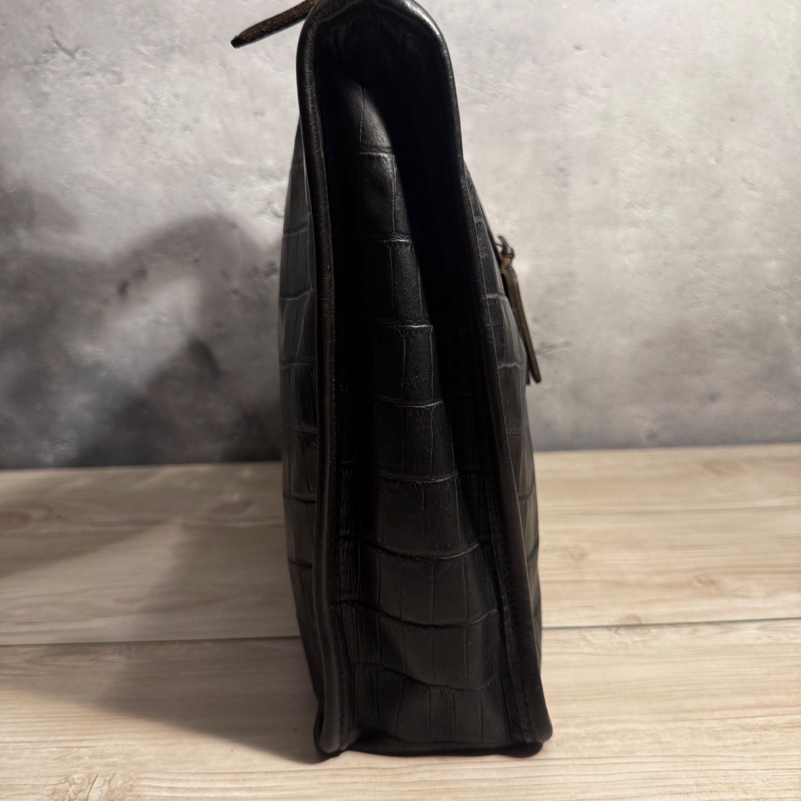 ✨Felisi 9841 フェリージ クロコ型押し ビジネスバッグ ブラック