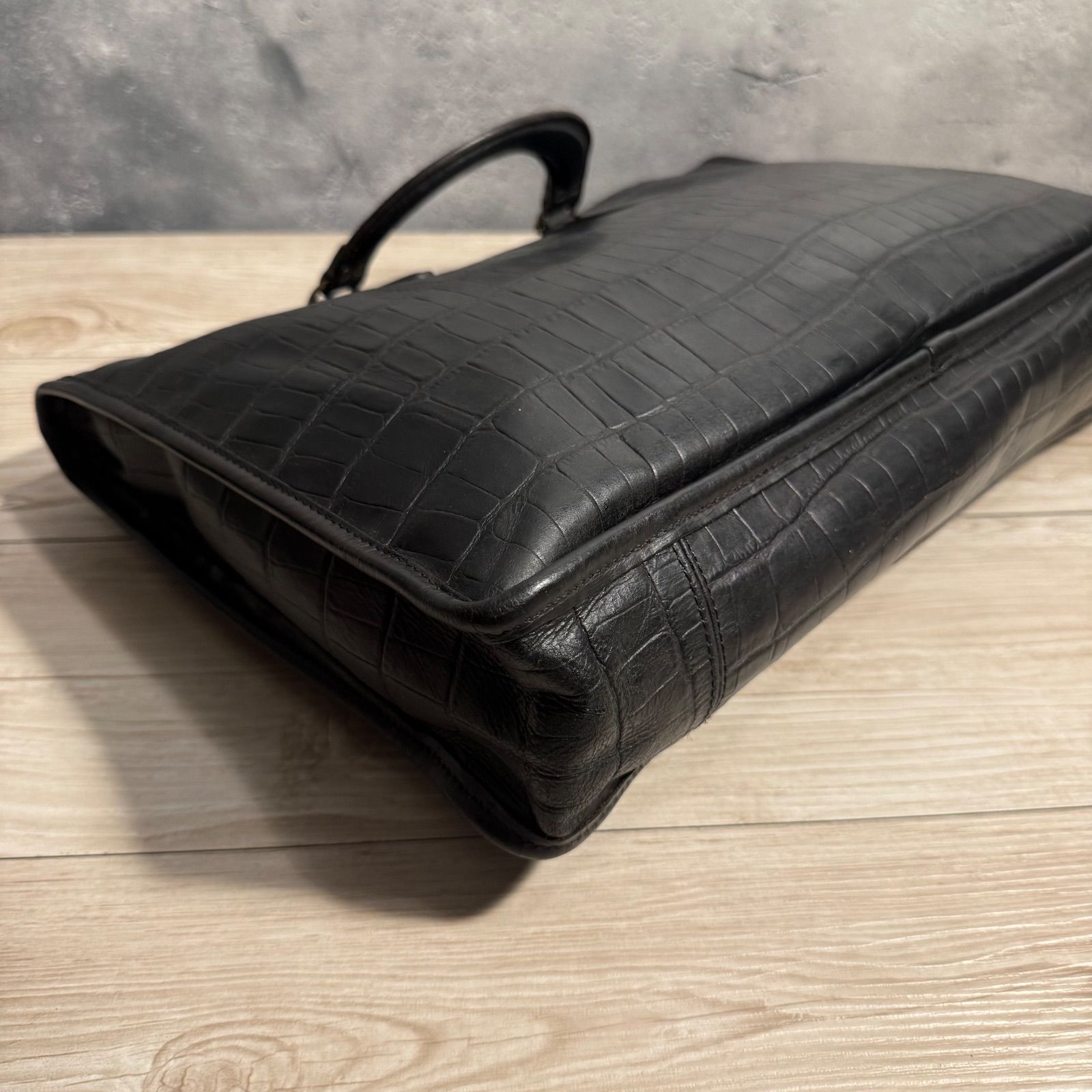 ✨Felisi 9841 フェリージ クロコ型押し ビジネスバッグ ブラック