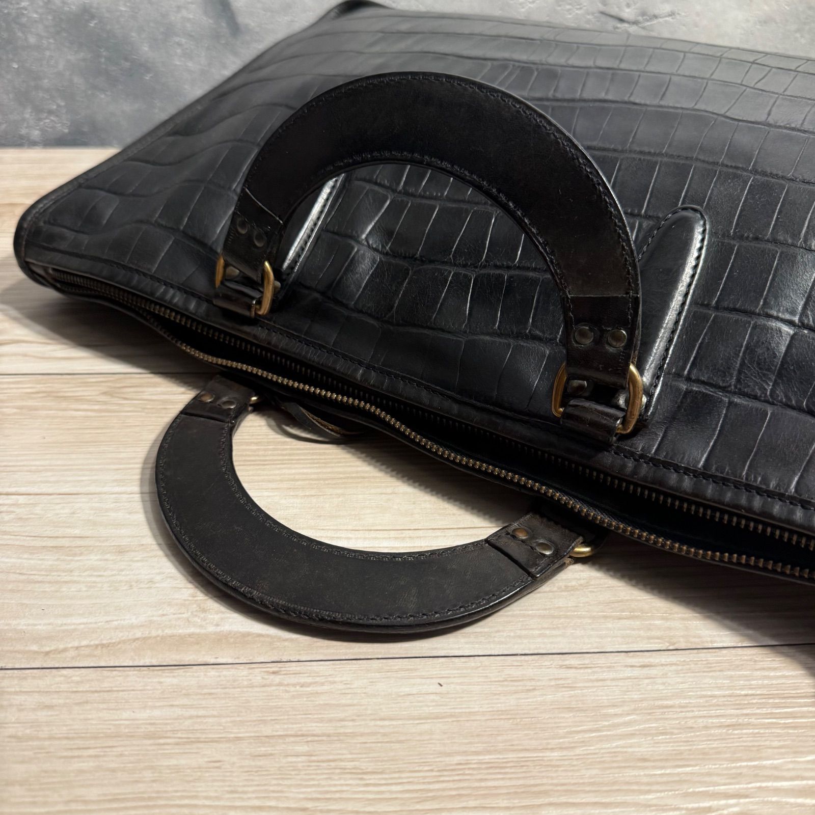 ✨Felisi 9841 フェリージ クロコ型押し ビジネスバッグ ブラック