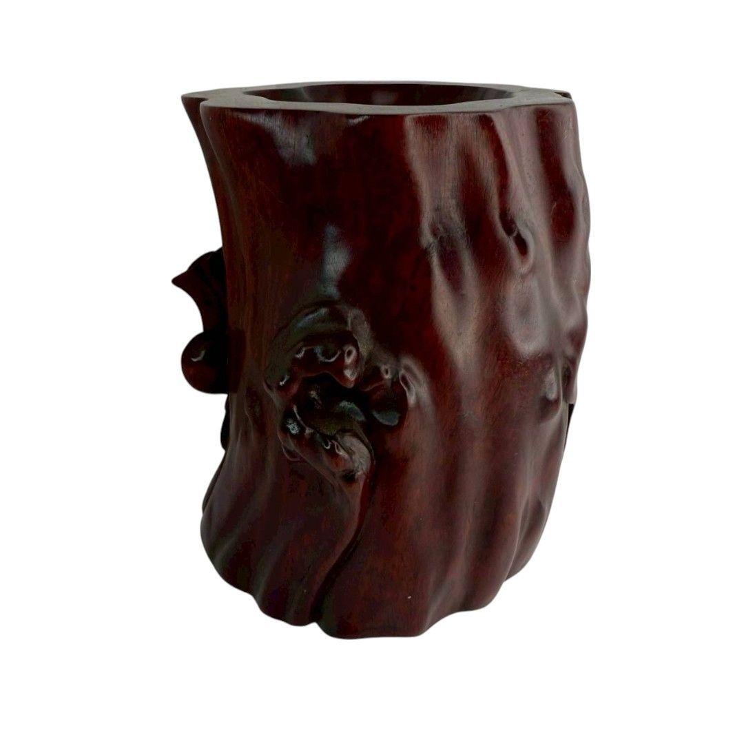 筆筒（唐木紅木紫壇透かし掘り筆筒） - メルカリ