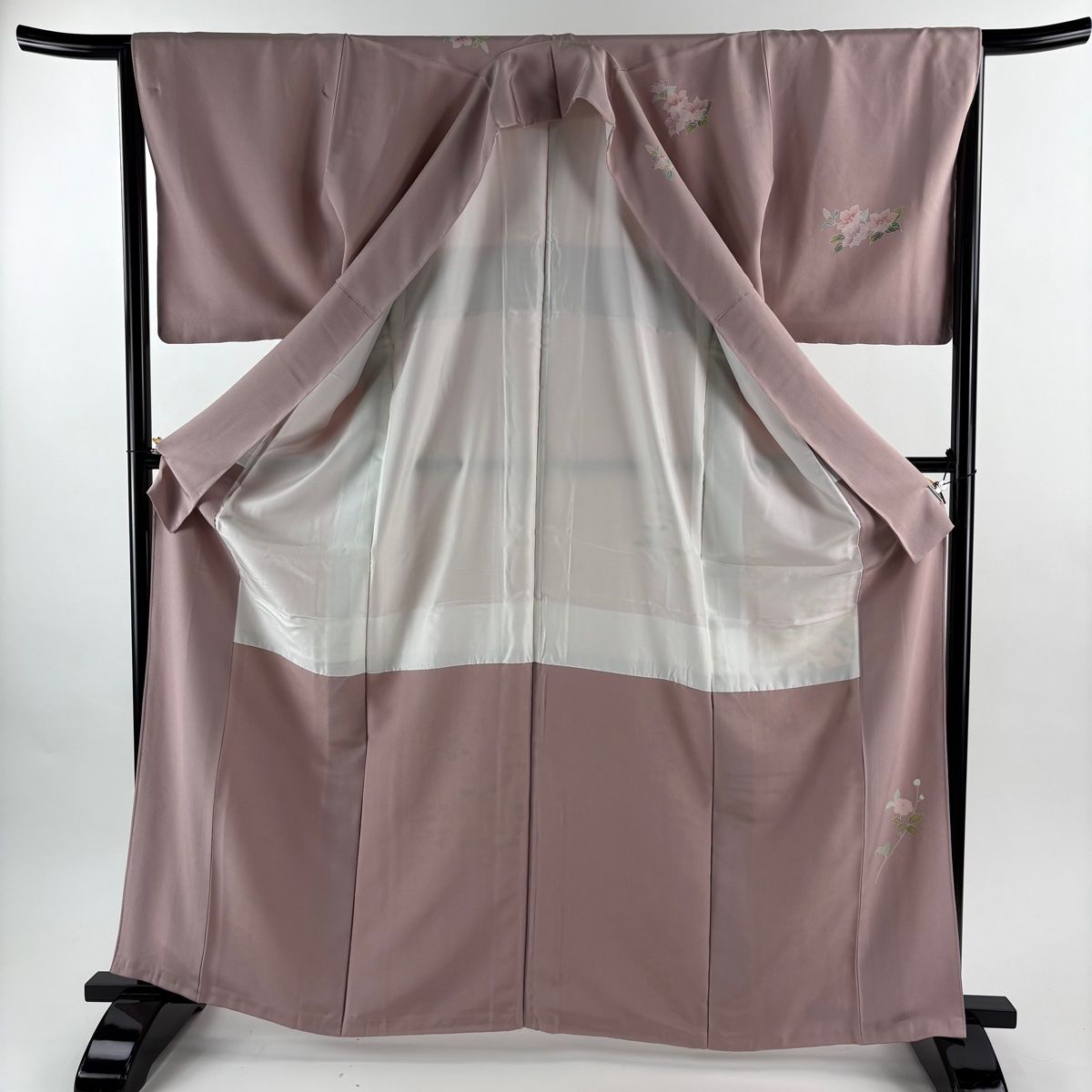 美品】 訪問着 身丈166cm 裄丈65.5cm M 袷 袋帯セット 草花 金彩