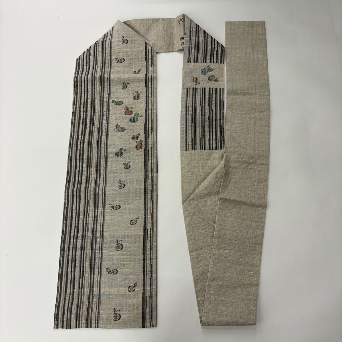 小紋 身丈159cm 裄丈62.5cm S 袷 名古屋帯セット 縦縞 ぼかし 墨色