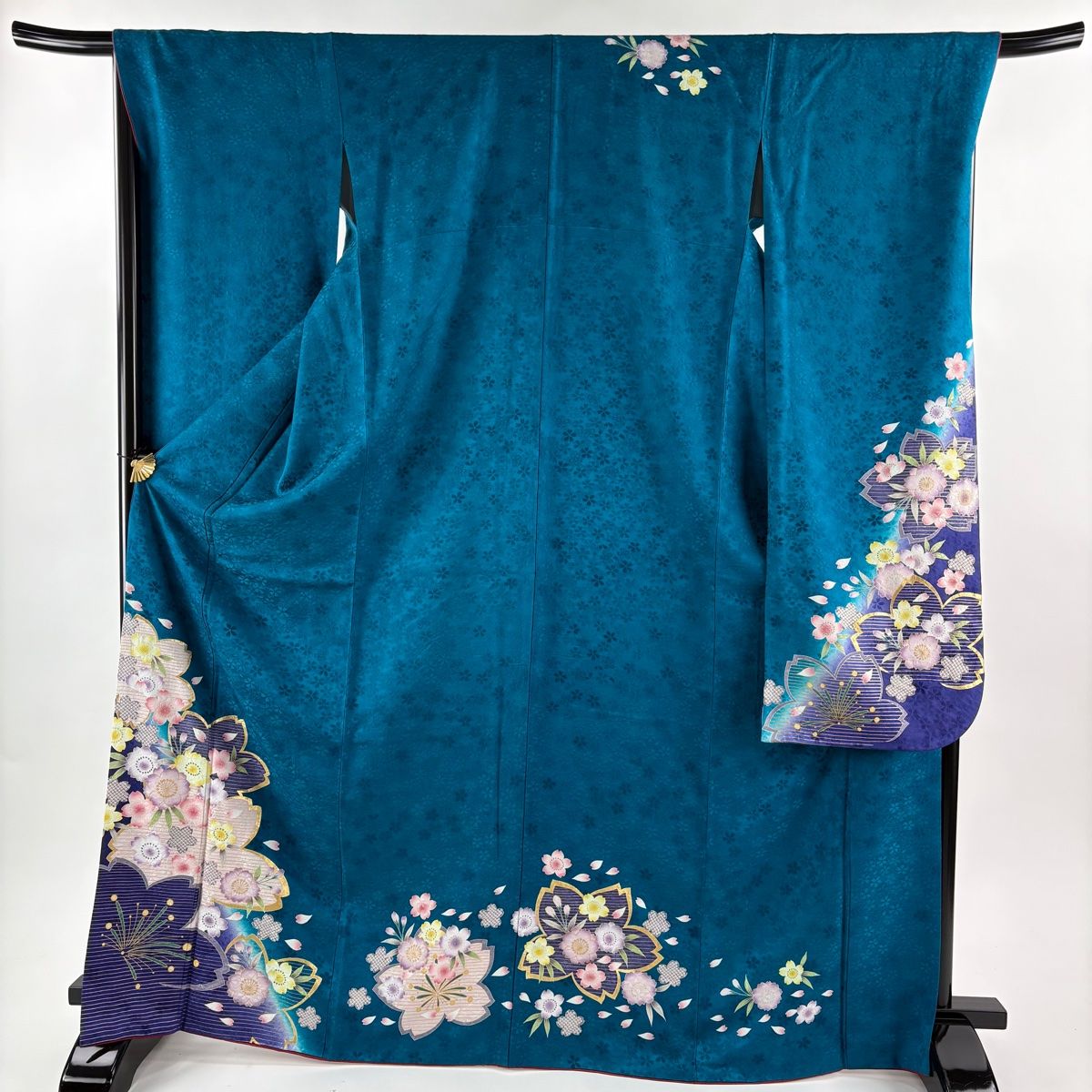 振袖 身丈169.5cm 裄丈68cm L 袷 袋帯フルセット 桜 桜の花びら 金彩