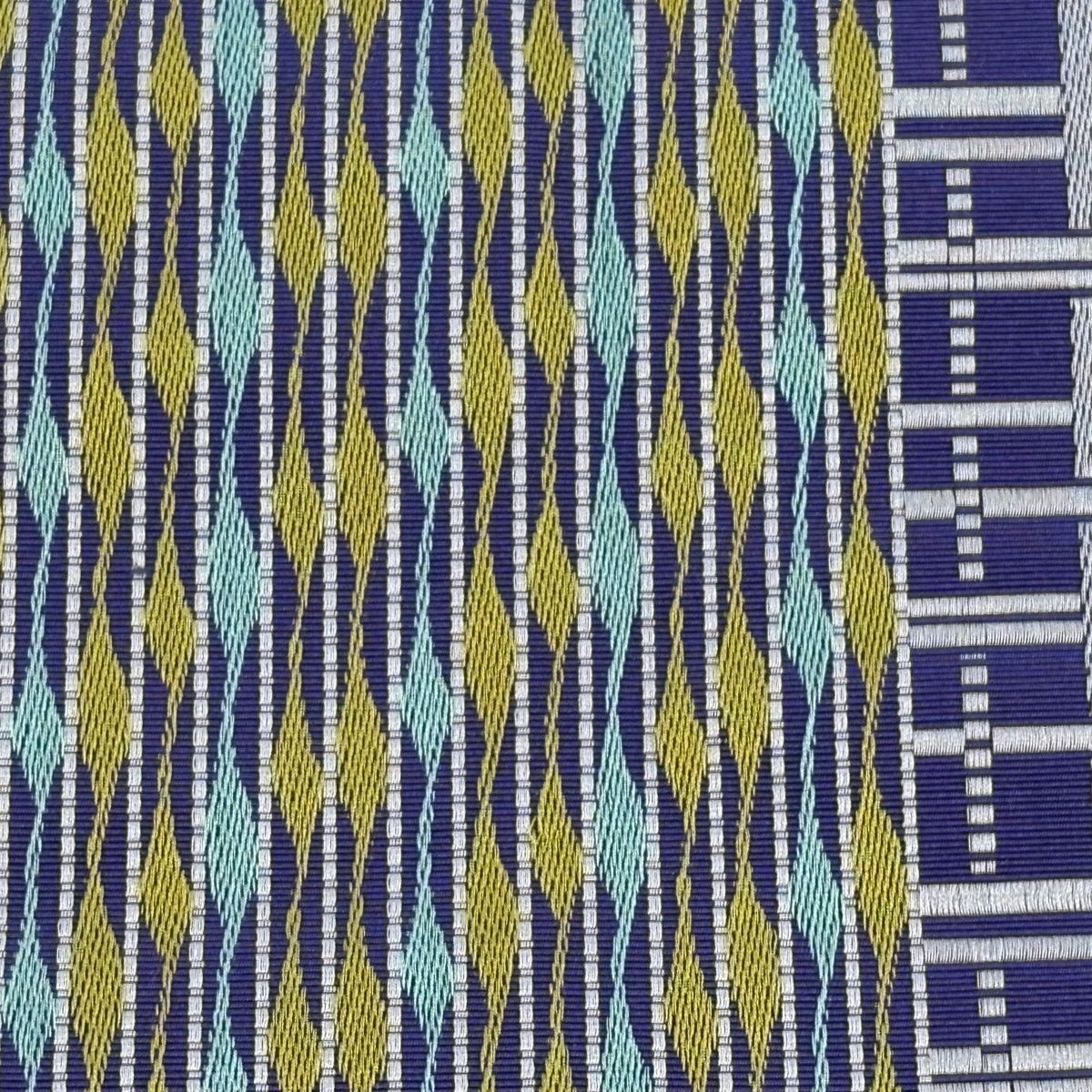 半幅帯 秀品 証紙有 博多織 縞 幾何学 灰紫 正絹