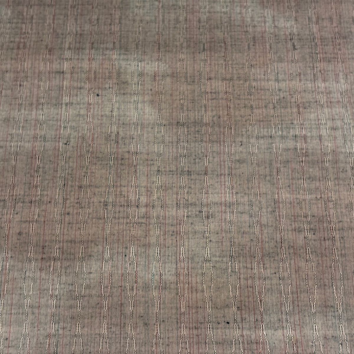 反物 秀品 紬 縞 幾何学模様 灰茶 正絹