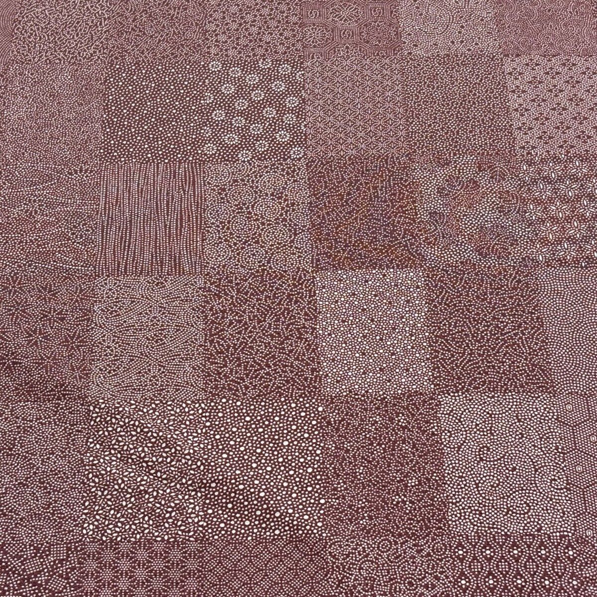 反物 秀品 江戸小紋 寄せ柄 菊 小豆色 正絹