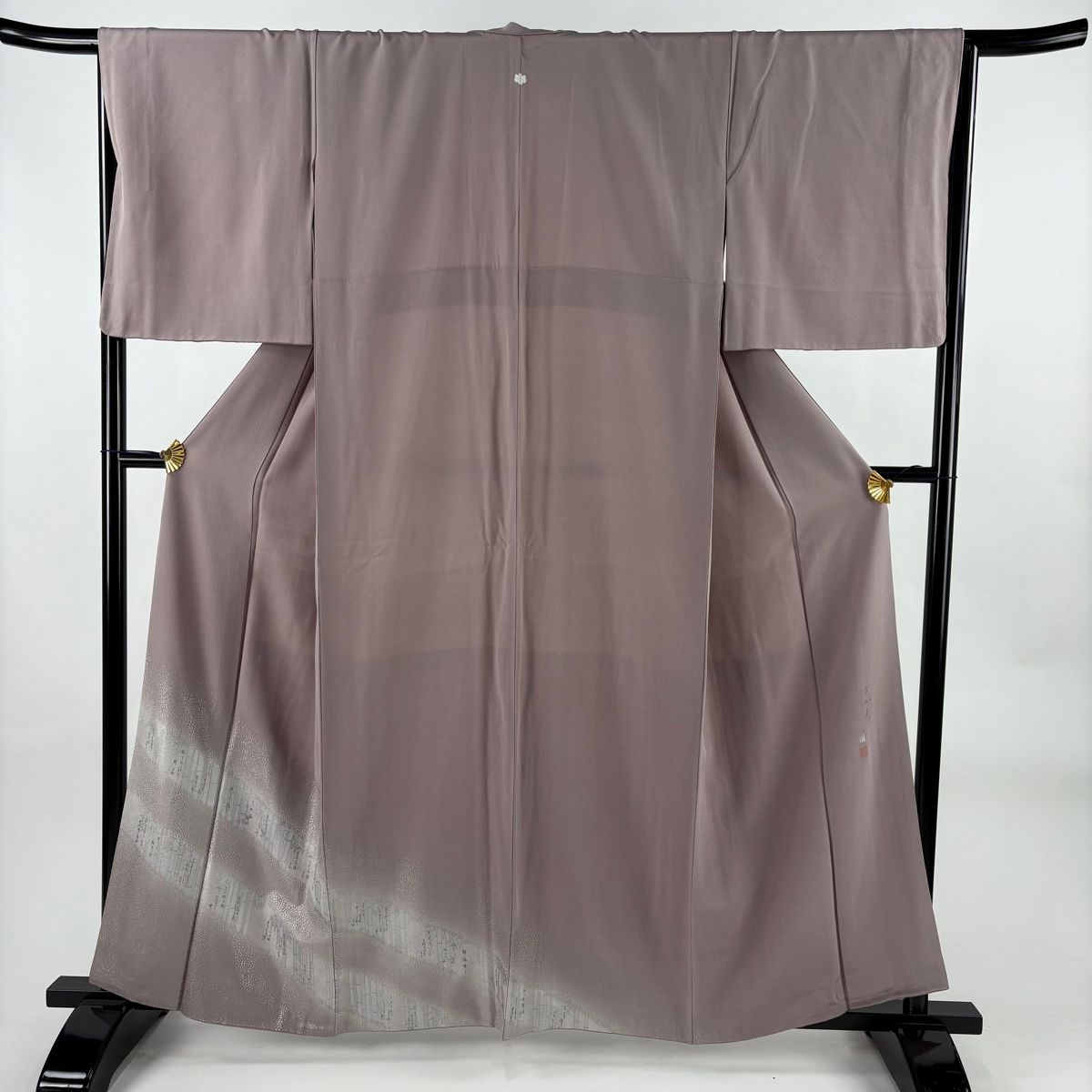 美品】 付下げ 身丈160cm 裄丈66cm M 袷 松尾光琳 落款 竹 文字文 銀彩