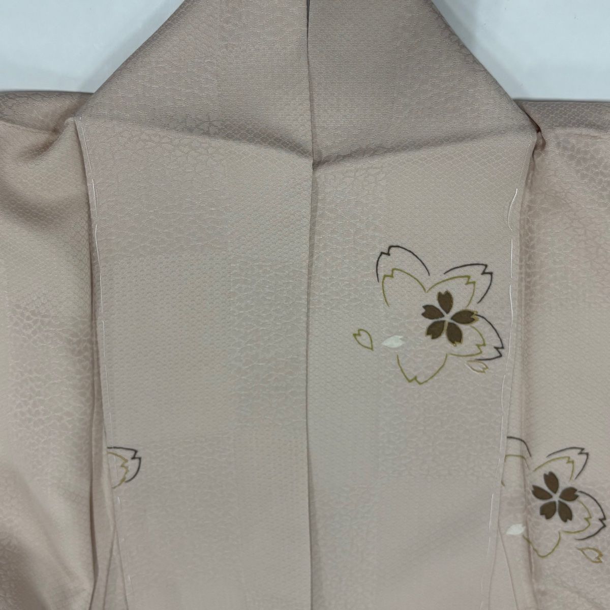 美品】 小紋 身丈153.5cm 裄丈63cm S 袷 桜 桜の花びら 金彩 ピンク