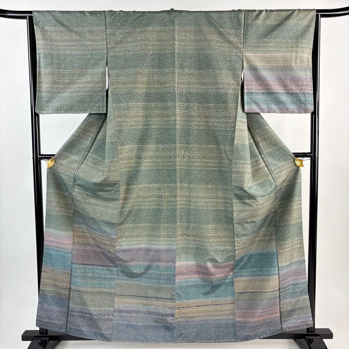 美品】 付下げ 身丈160.5cm 裄丈64.5cm M 袷 紬地 段