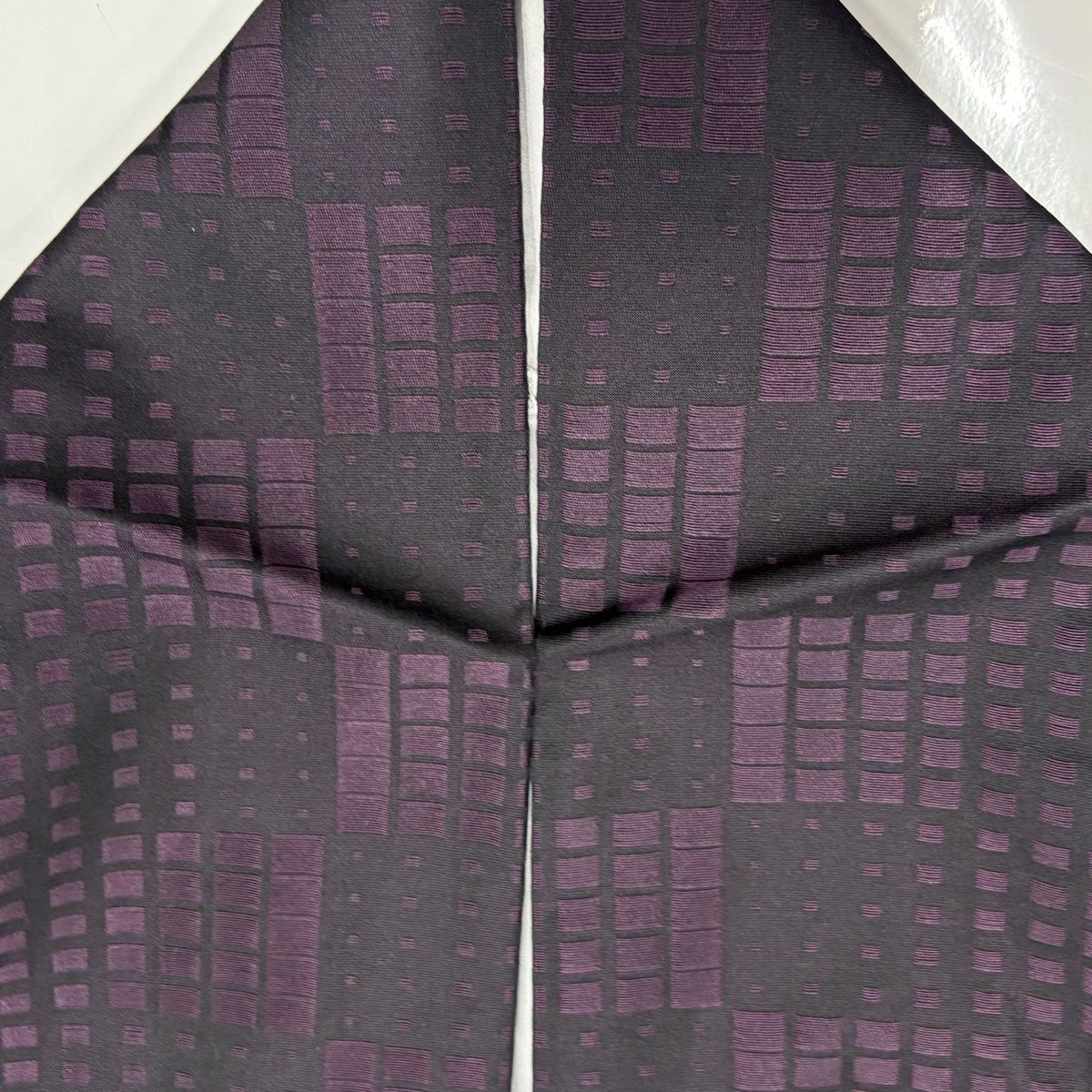  お召 身丈163 cm 裄丈66 5 M 袷 変わり市松 濃紫 正絹 その他 着物