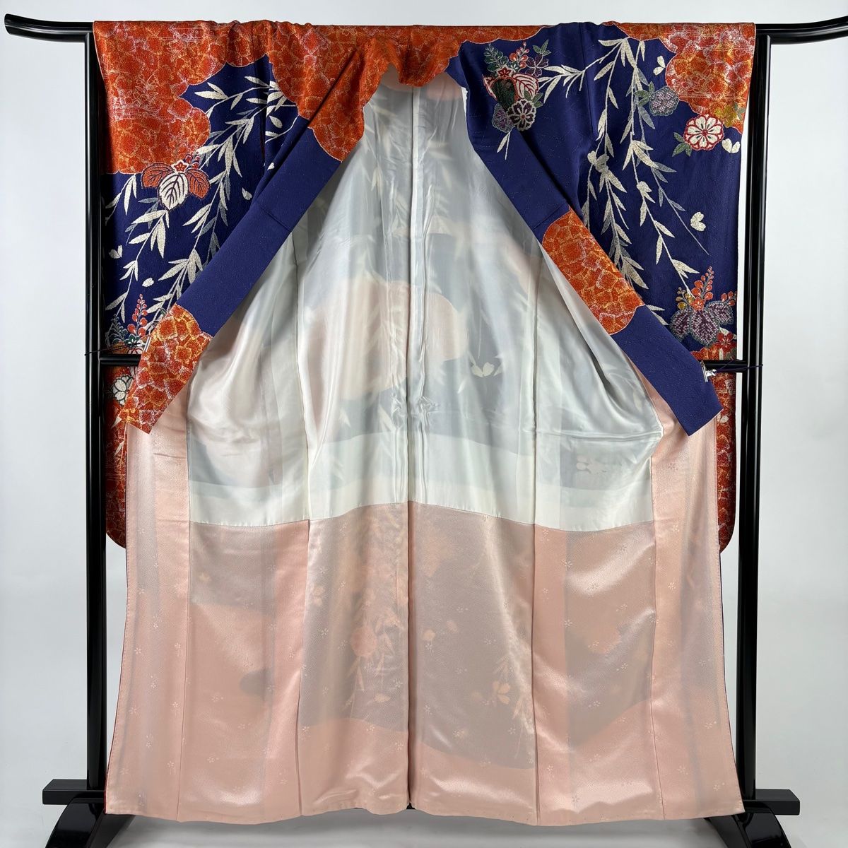 振袖 フルセット6点サイズM〜Ｌ花蝶文　金銀彩　正絹 振袖 フルセット6点サイズM〜L花蝶文 金銀彩 正絹 振袖 フルセット6点