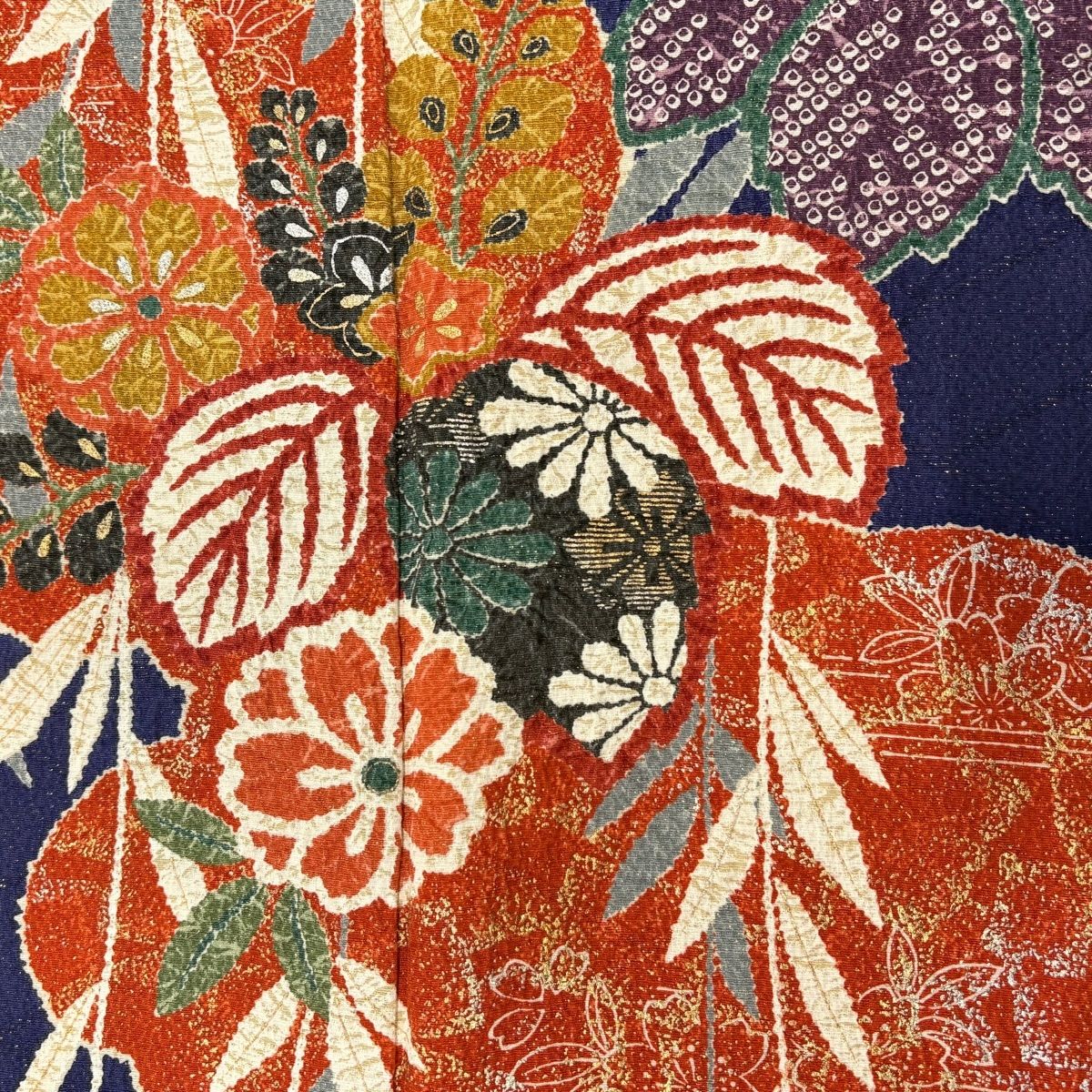 美品】 振袖 身丈161cm 裄丈65cm コレクション M 袷 草花 雲文 金通し