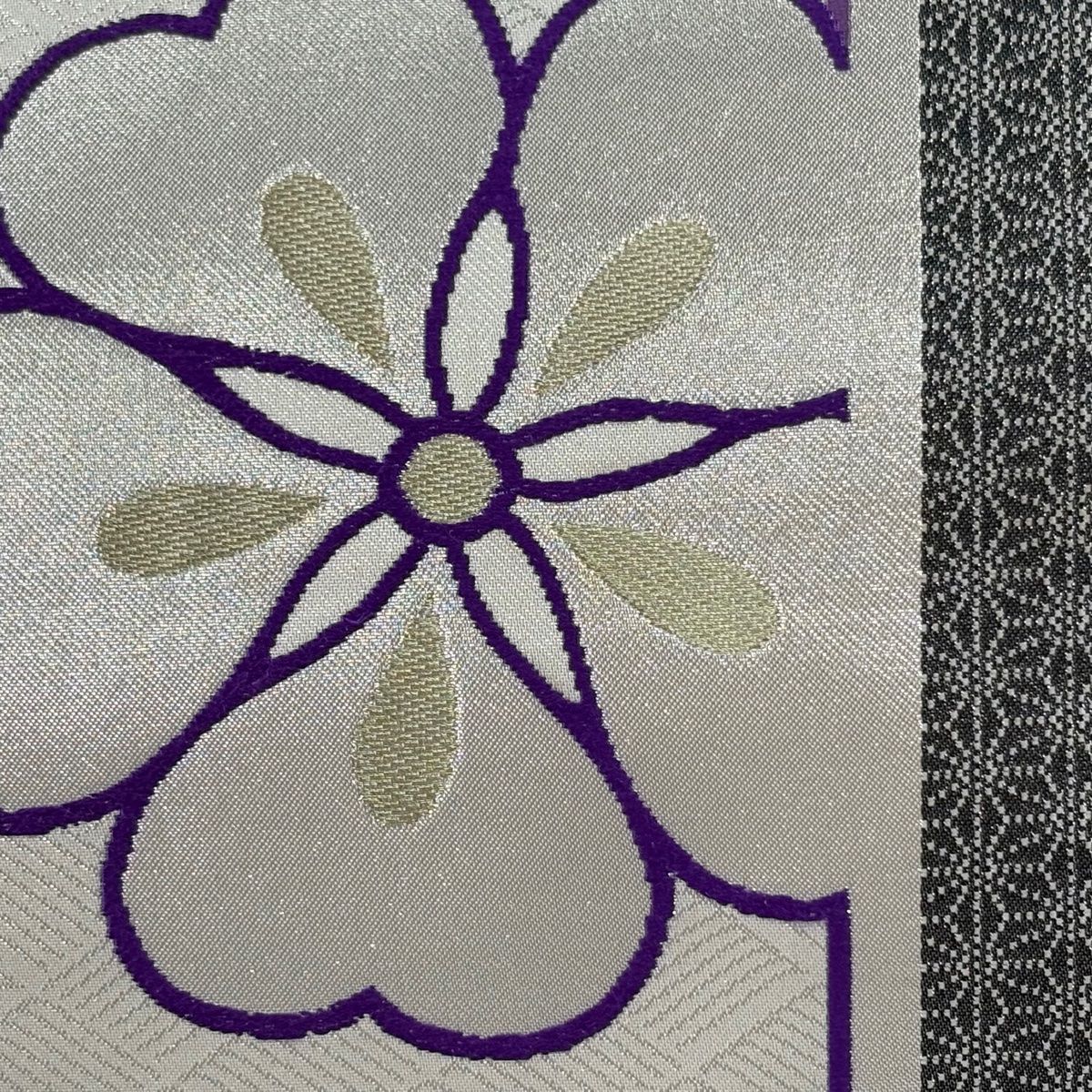 袋名古屋帯 優品 桜 麻の葉 箔 銀糸 銀色 正絹 【中古】 - メルカリ