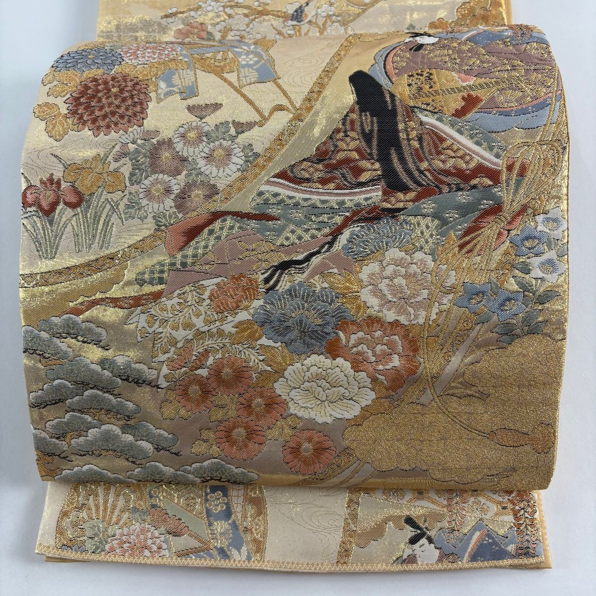 31日23時迄！” 【半期決算セール】 【織楽浅野】 正絹西陣織袋帯 ≪御仕立て上がり・中古美品≫ 「唐花七宝文」 古典柄をハイセンスに！ |  京都きもの市場【日本最大級の着物通販サイト】 【110】正絹/袋帯、金糸織り、御所車、古典柄
